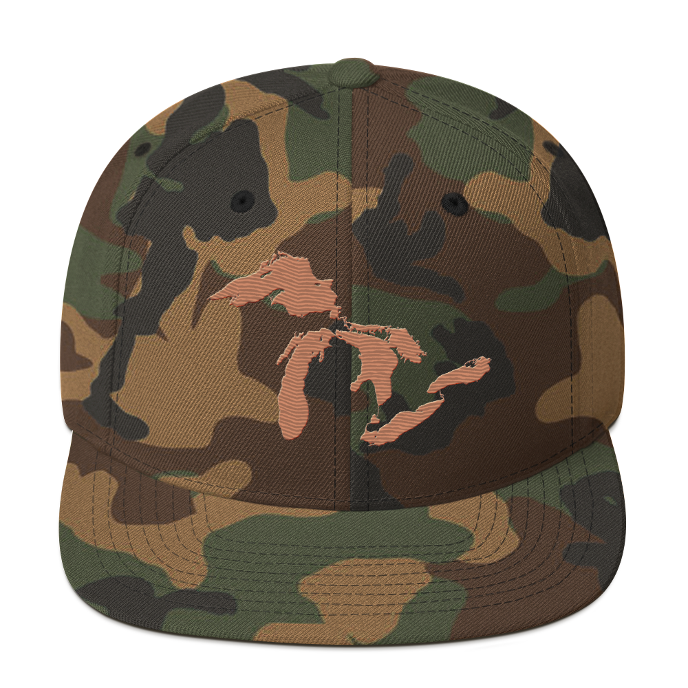 Great Lakes Camo Snapback | Copper