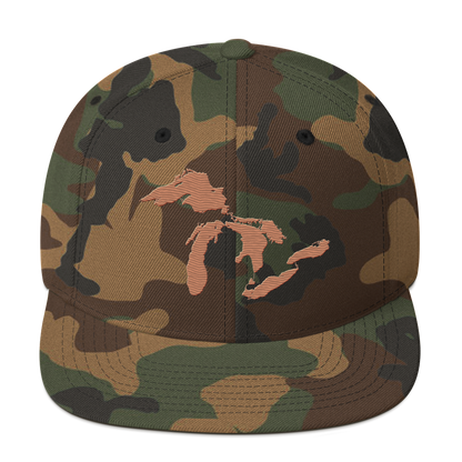 Great Lakes Camo Snapback | Copper