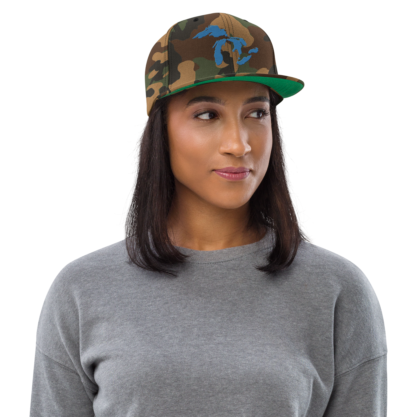 Great Lakes Camo Snapback | Traverse Blue