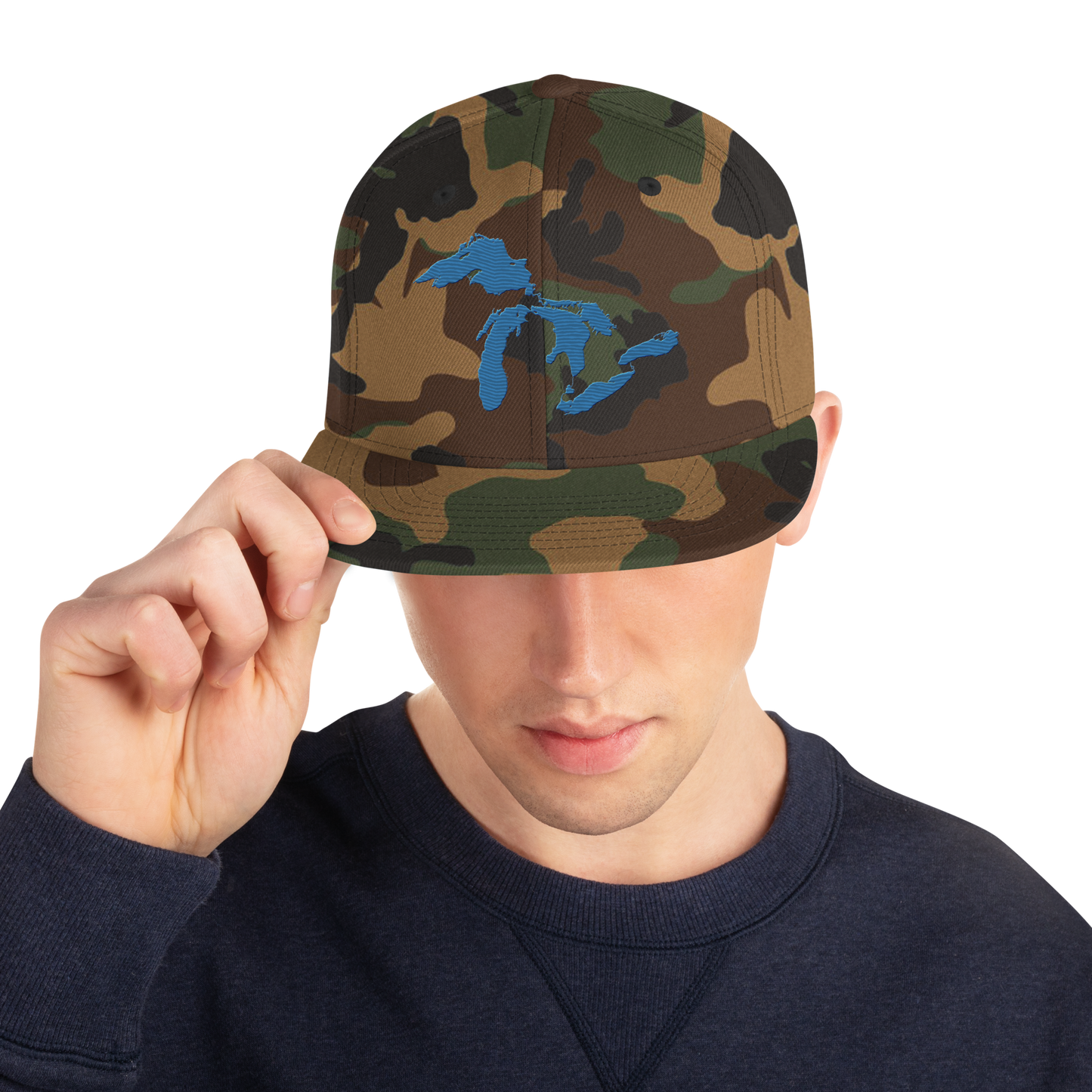 Great Lakes Camo Snapback | Traverse Blue