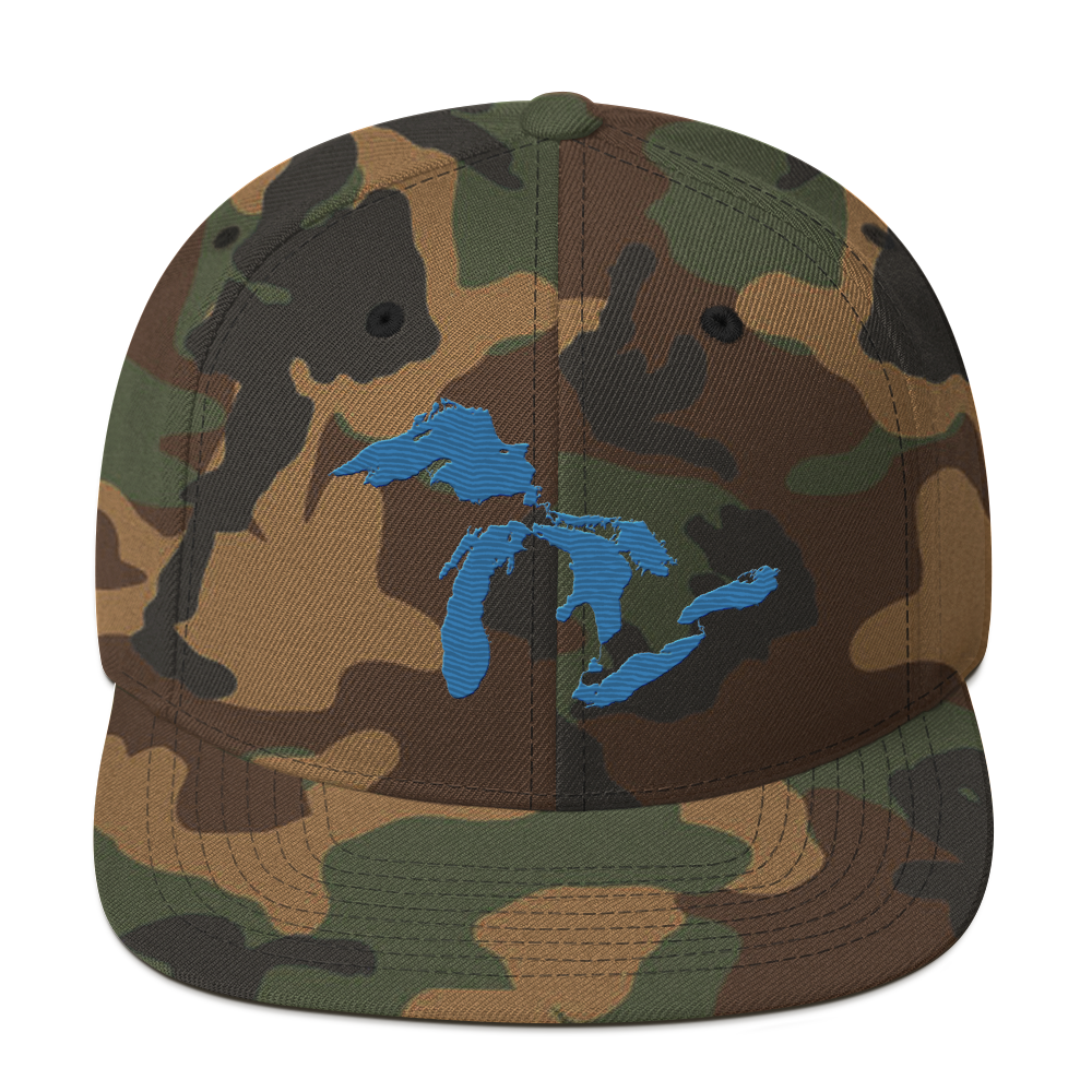 Great Lakes Camo Snapback | Traverse Blue