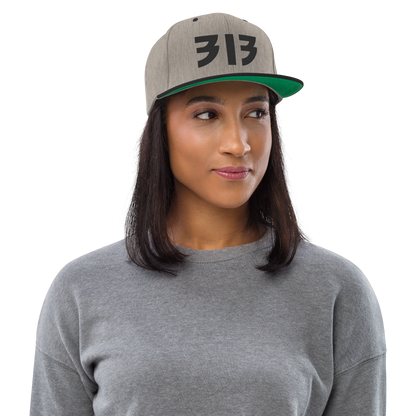 Detroit '313' Vintage Snapback (Glam Rock Font) | Black