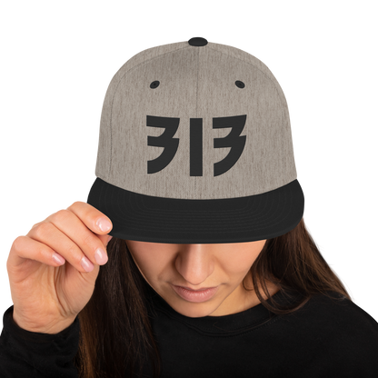 Detroit '313' Vintage Snapback (Glam Rock Font) | Black