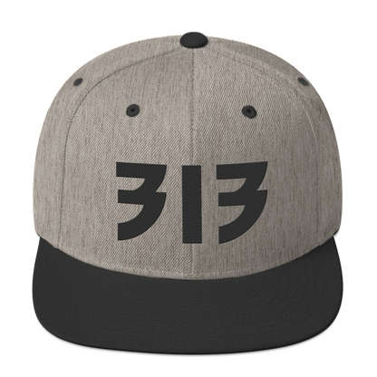 Detroit '313' Vintage Snapback (Glam Rock Font) | Black