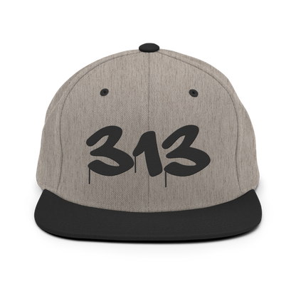 Detroit '313' Vintage Snapback (Tag Font) | Black