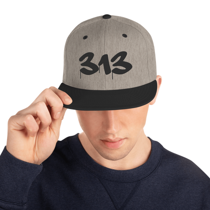 Detroit '313' Vintage Snapback (Tag Font) | Black