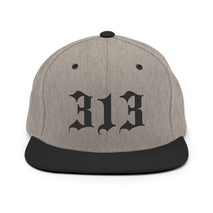 Detroit '313' Vintage Snapback (Old English Font) | Black