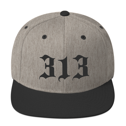 Detroit '313' Vintage Snapback (Old English Font) | Black