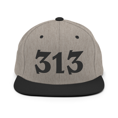 Detroit '313' Vintage Snapback (Angry Font) | Black