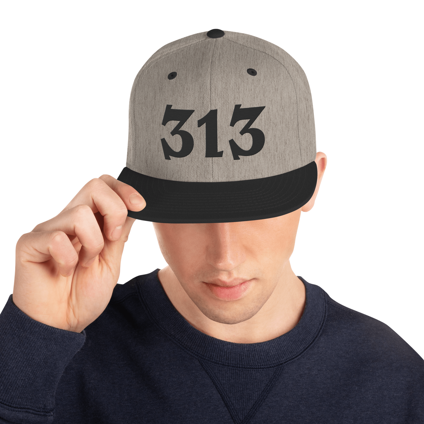 Detroit '313' Vintage Snapback (Angry Font) | Black