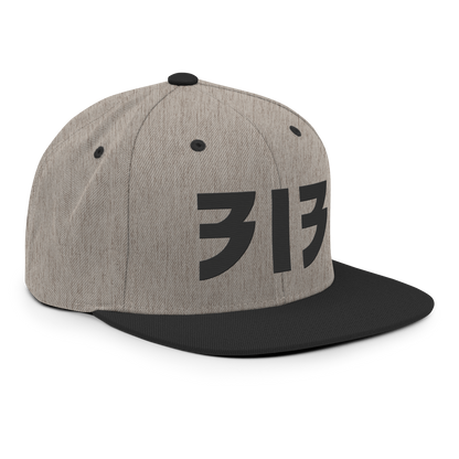 Detroit '313' Vintage Snapback (Glam Rock Font) | Black