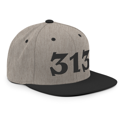 Detroit '313' Vintage Snapback (Angry Font) | Black