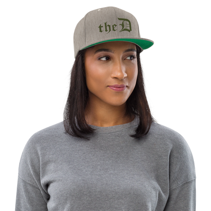 Detroit 'The D' Vintage Snapback | Army Green