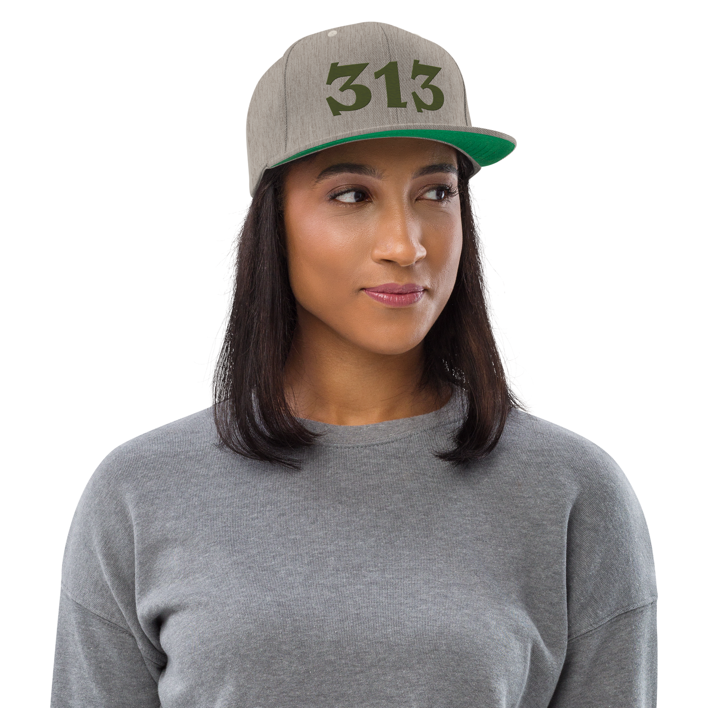 Detroit '313' Vintage Snapback (Angry Font) | Army Green