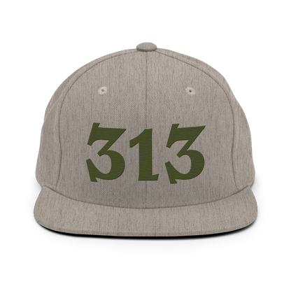 Detroit '313' Vintage Snapback (Angry Font) | Army Green