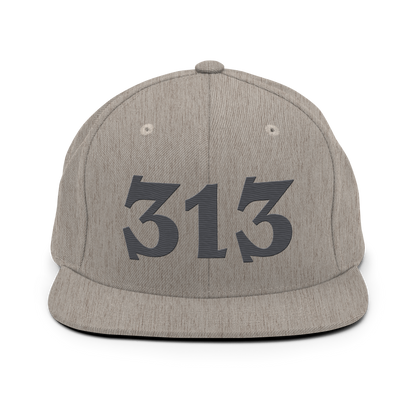 Detroit '313' Vintage Snapback (Angry Font) | Iron Ore Grey