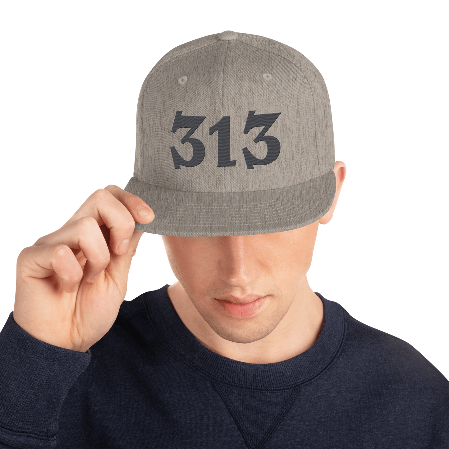 Detroit '313' Vintage Snapback (Angry Font) | Iron Ore Grey