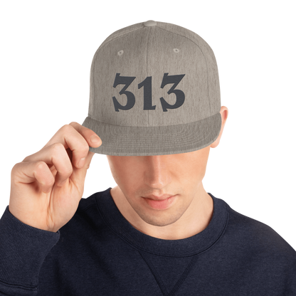 Detroit '313' Vintage Snapback (Angry Font) | Iron Ore Grey