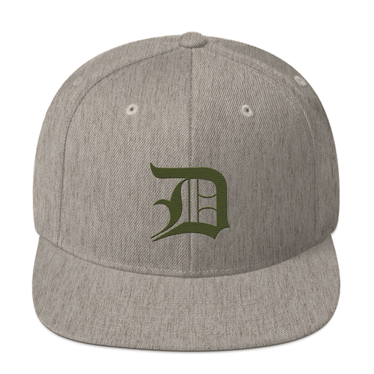 Detroit 'Old English D' Vintage Snapback (Army Green)