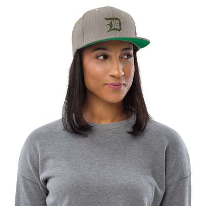 Detroit 'Old English D' Vintage Snapback (Army Green)