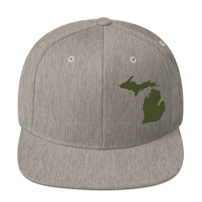 Michigan Vintage Snapback | Army Green Outline