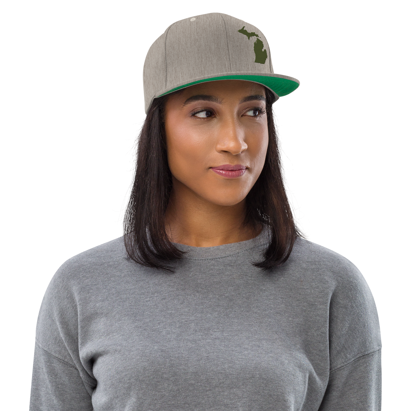 Michigan Vintage Snapback | Army Green Outline