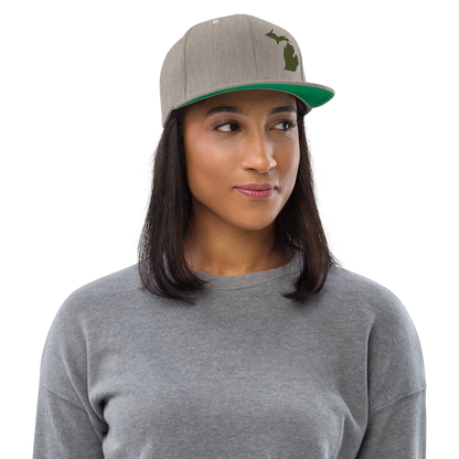 Michigan Vintage Snapback | Army Green Outline