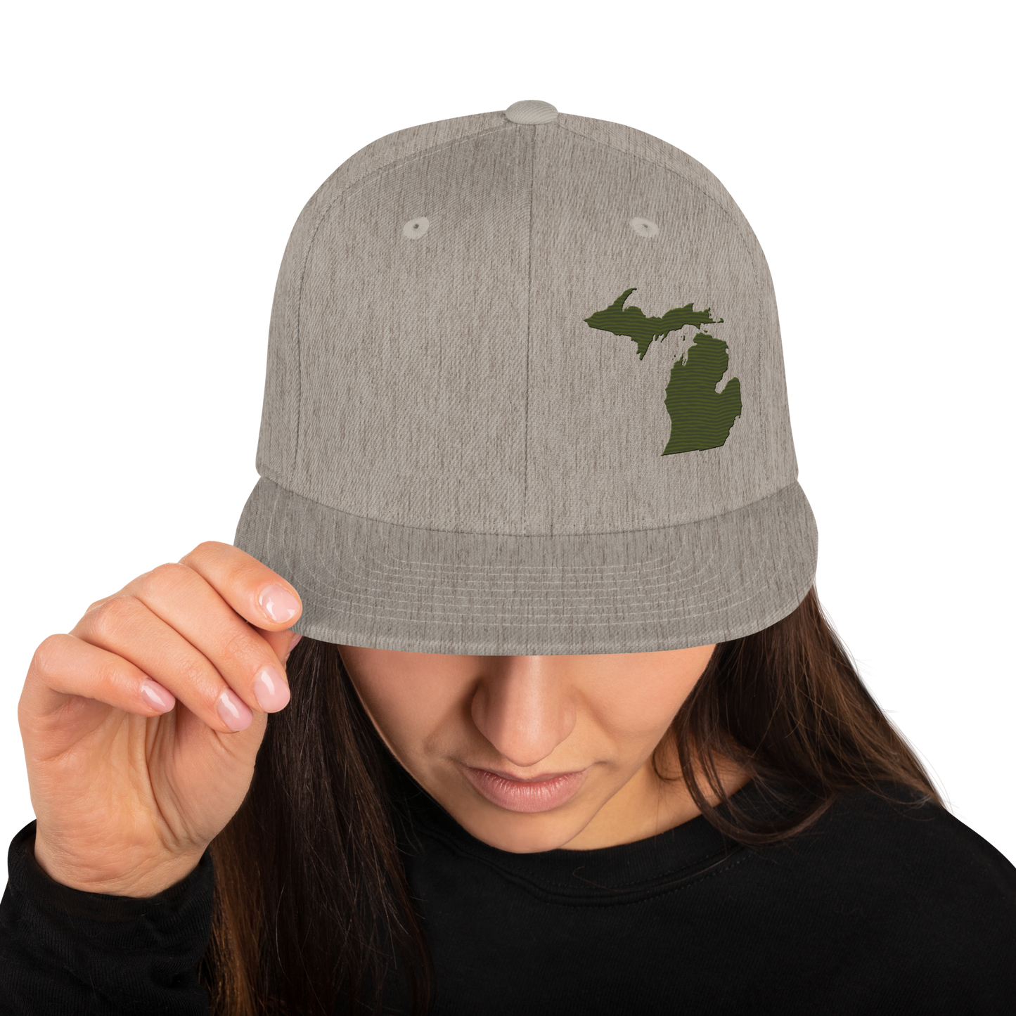 Michigan Vintage Snapback | Army Green Outline