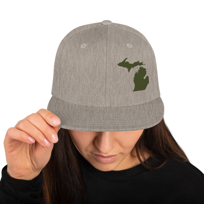 Michigan Vintage Snapback | Army Green Outline