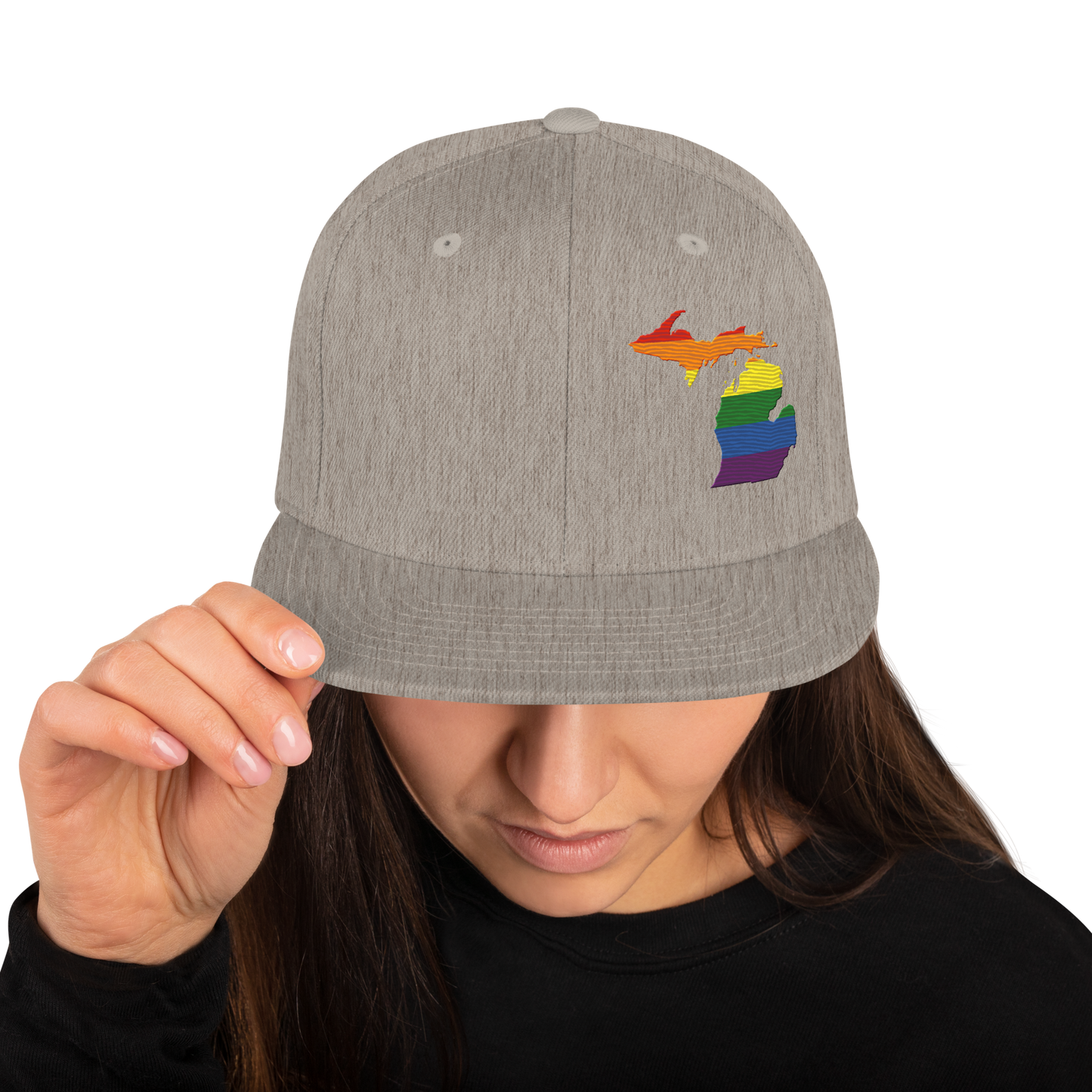 Michigan Vintage Snapback | Rainbow Pride Outline