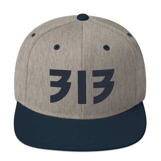 Detroit '313' Vintage Snapback (Glam Rock Font) | Navy