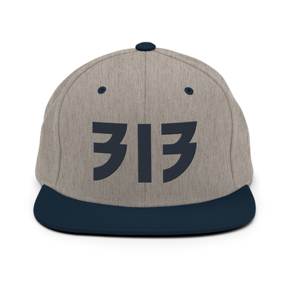 Detroit '313' Vintage Snapback (Glam Rock Font) | Navy