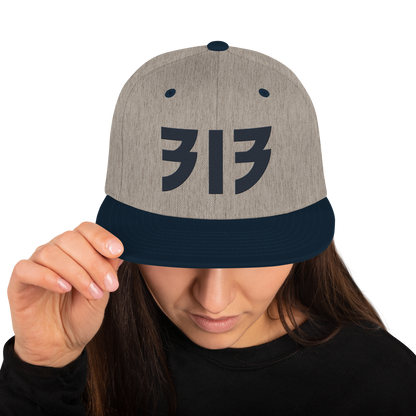 Detroit '313' Vintage Snapback (Glam Rock Font) | Navy