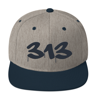 Detroit '313' Vintage Snapback (Tag Font) | Navy