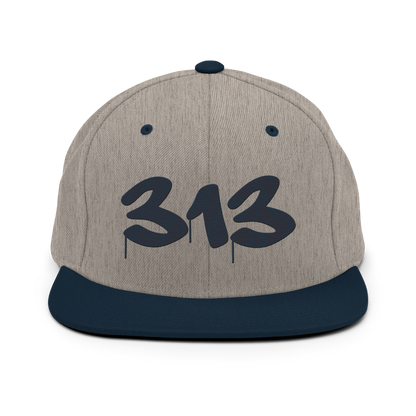 Detroit '313' Vintage Snapback (Tag Font) | Navy