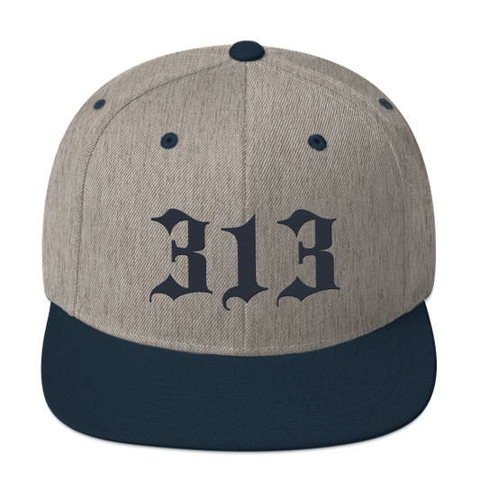 Detroit '313' Vintage Snapback (Old English Font) | Navy