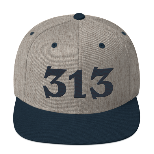 Detroit '313' Vintage Snapback (Angry Font) | Navy