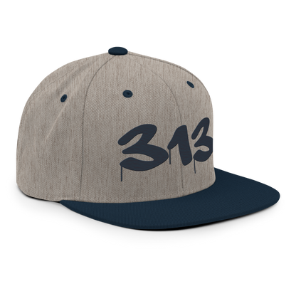 Detroit '313' Vintage Snapback (Tag Font) | Navy