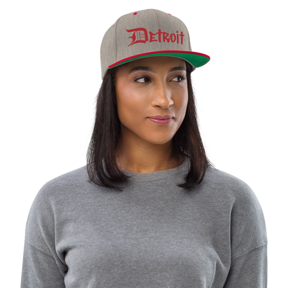 'Detroit' Vintage Snapback (OED Tag Font) | Red