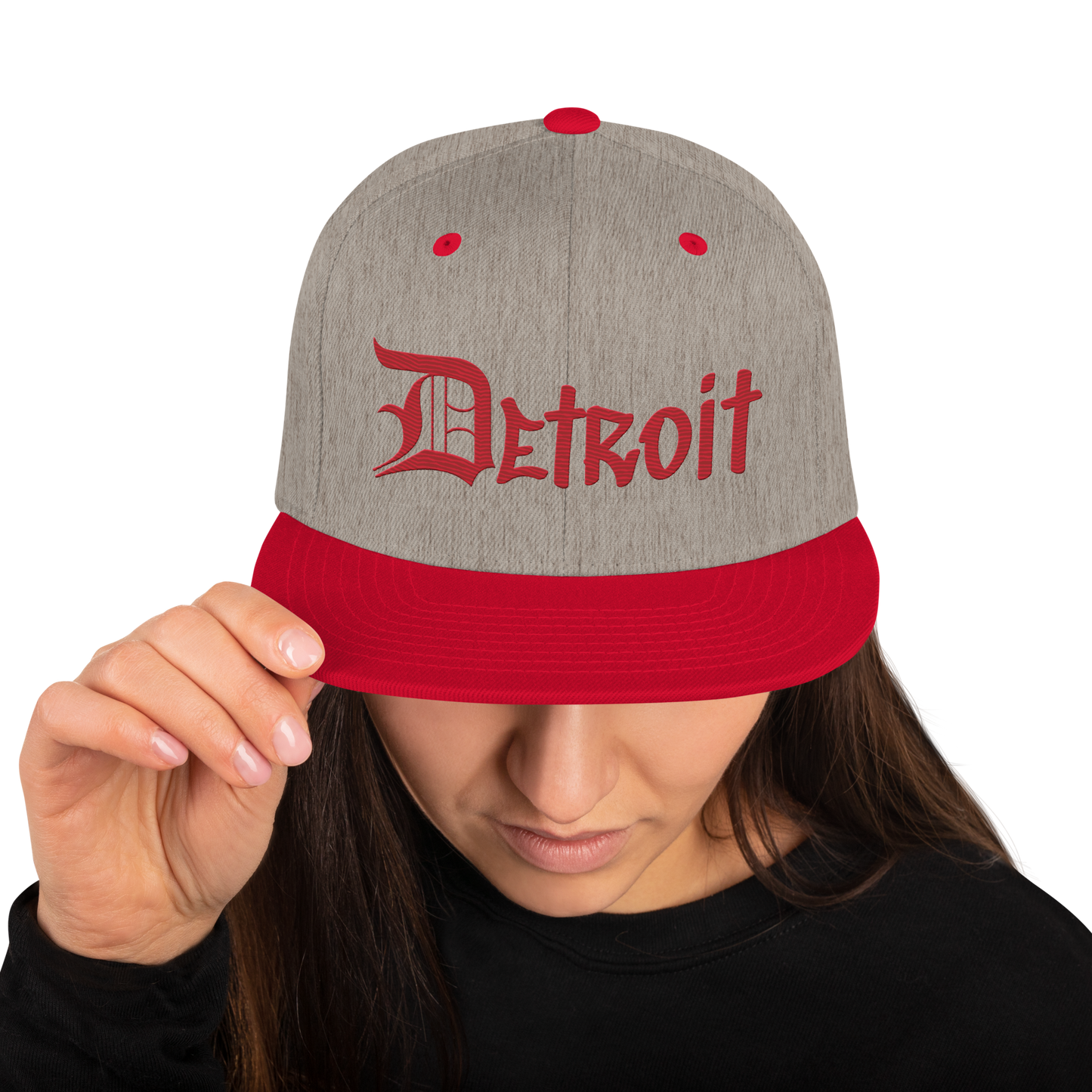 'Detroit' Vintage Snapback (OED Tag Font) | Red