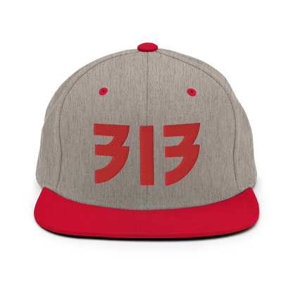 Detroit '313' Vintage Snapback (Glam Rock Font) | Red