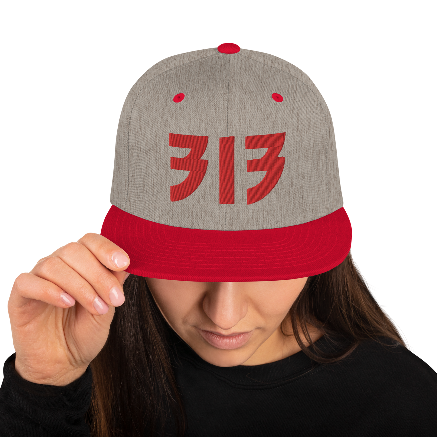 Detroit '313' Vintage Snapback (Glam Rock Font) | Red