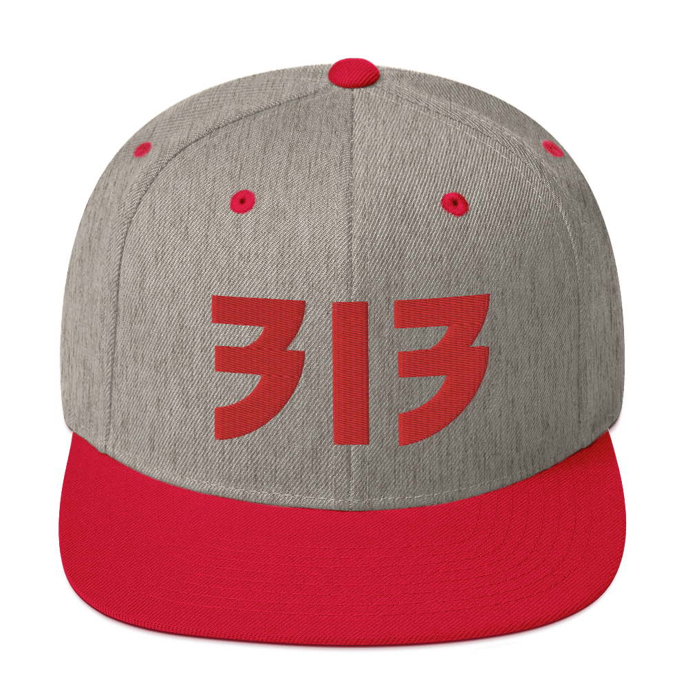 Detroit '313' Vintage Snapback (Glam Rock Font) | Red