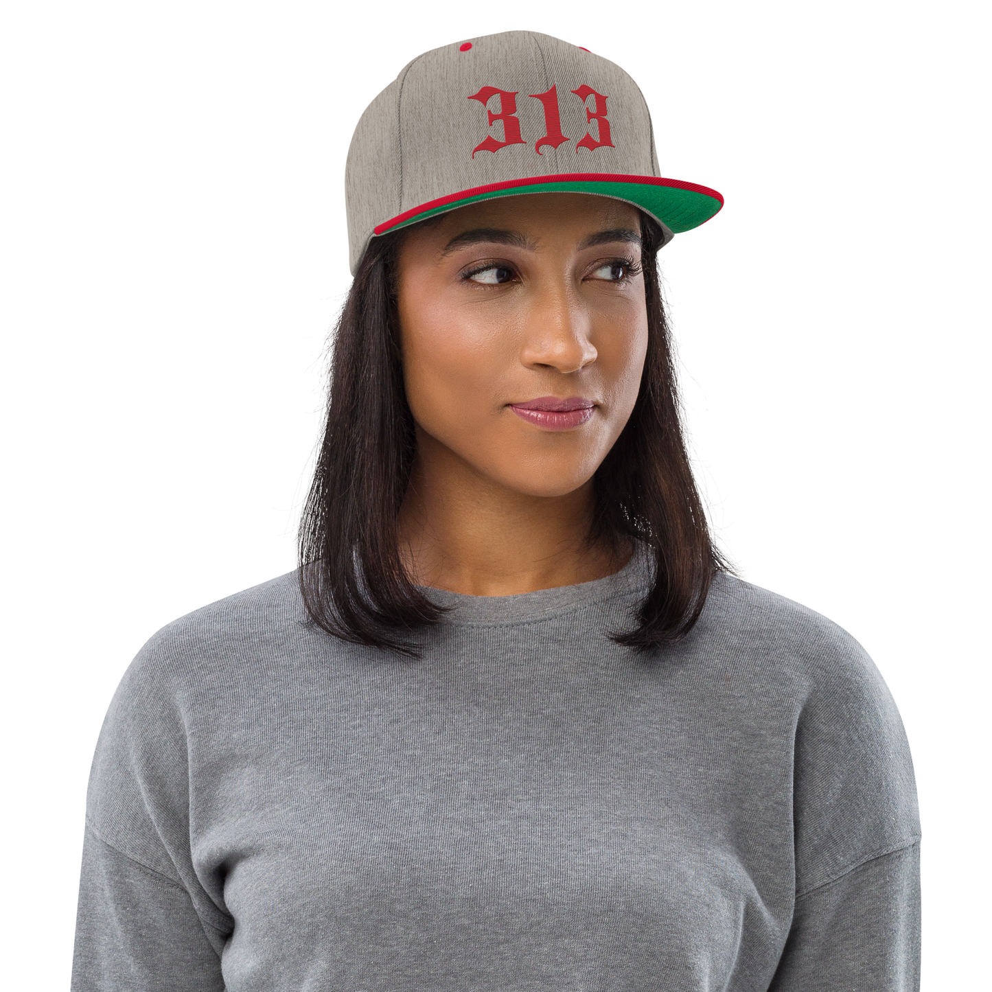 Detroit '313' Vintage Snapback (Old English Font) | Red