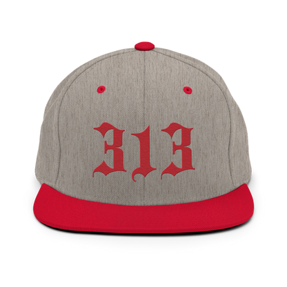 Detroit '313' Vintage Snapback (Old English Font) | Red