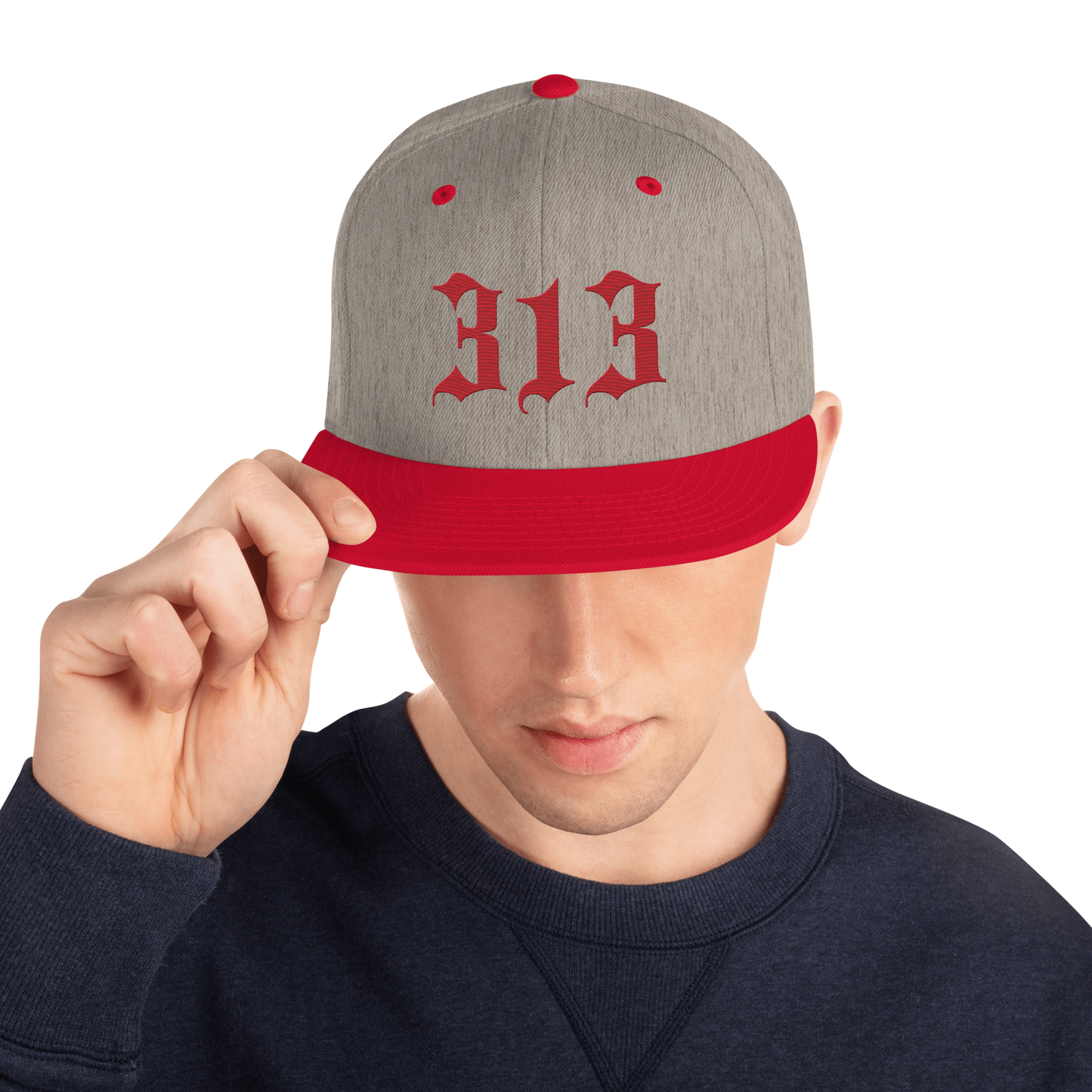 Detroit '313' Vintage Snapback (Old English Font) | Red