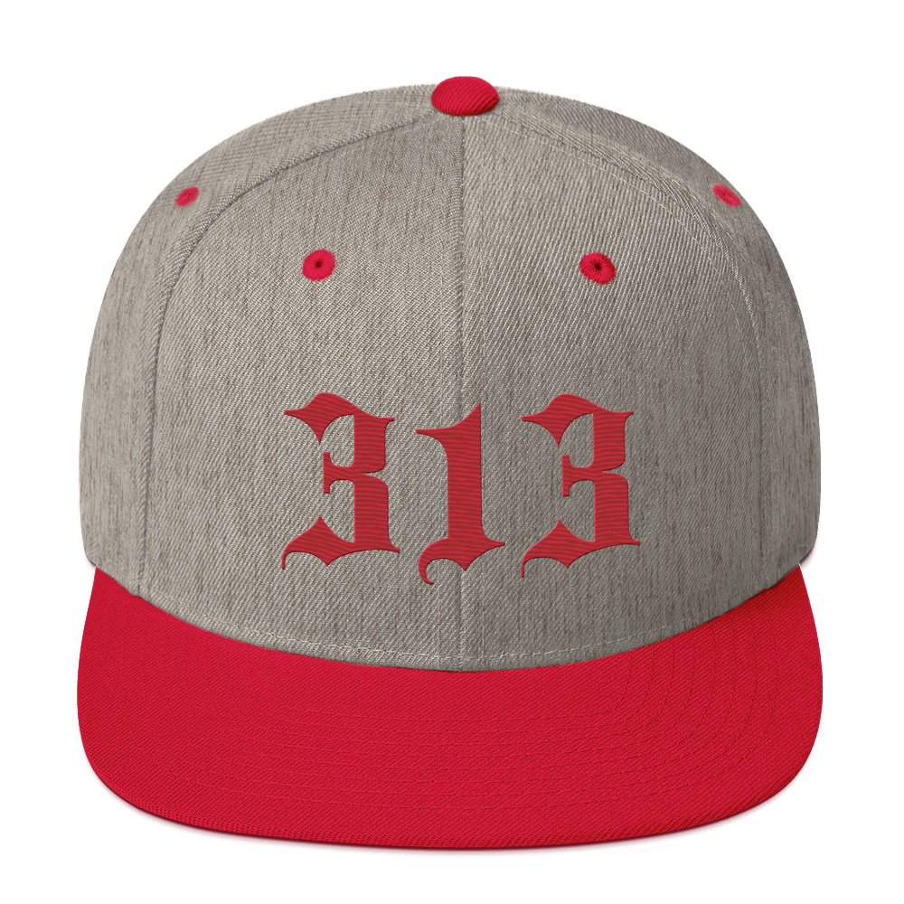 Detroit '313' Vintage Snapback (Old English Font) | Red