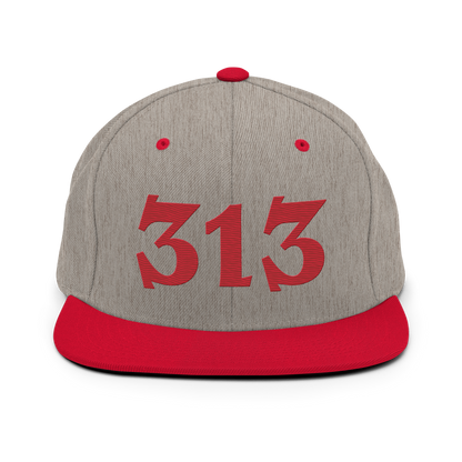 Detroit '313' Vintage Snapback (Angry Font) | Red