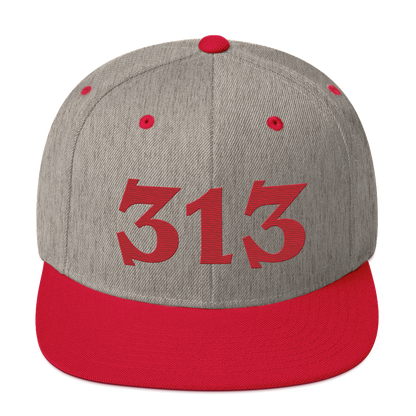 Detroit '313' Vintage Snapback (Angry Font) | Red