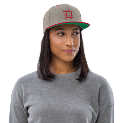 Detroit 'Old English D' Vintage Snapback | Red